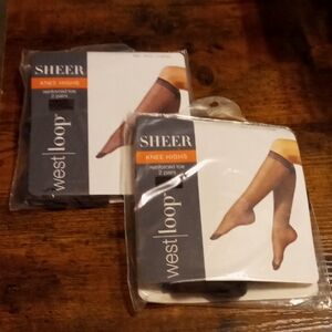 NWT West Loop Plus Size 4 Total Pairs Coffee Knee Highs Sheer Stockings